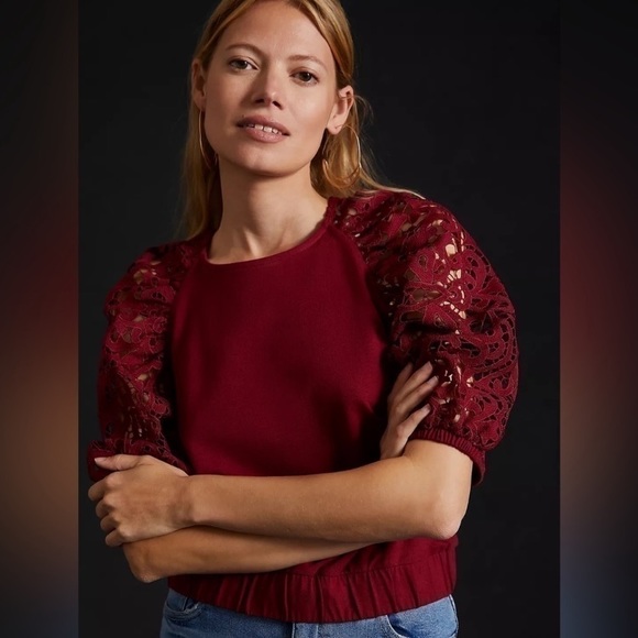 DOLAN Left Coast Collection Lace Puff Sleeve Top - Picture 1 of 9